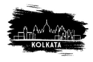 silhouette d'horizon de la ville de kolkata en inde. croquis dessiné à la main. vecteur