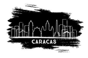 silhouette d'horizon de la ville de caracas venezuela. croquis dessiné à la main. vecteur