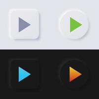 icône de bouton de lecture, jeu d'icônes de flèche, conception d'interface utilisateur souple de bouton de neumorphisme multicolore pour la conception Web, interface utilisateur d'application et plus encore, bouton, vecteur. vecteur
