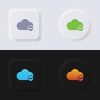 icône de nuage avec symbole moins, jeu d'icônes, conception d'interface utilisateur souple de bouton de neumorphisme multicolore pour la conception Web, interface utilisateur d'application et plus encore, jeu d'icônes, bouton, vecteur. vecteur