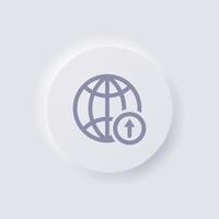 icône de globe avec symbole de flèche de téléchargement, conception d'interface utilisateur douce de neumorphisme blanc pour la conception Web, interface utilisateur d'application et plus encore, bouton, vecteur. vecteur