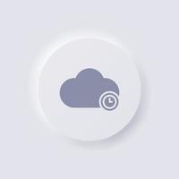 icône de nuage avec symbole d'horloge, conception d'interface utilisateur douce de neumorphisme blanc pour la conception Web, interface utilisateur d'application et plus encore, bouton, vecteur. vecteur