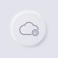 icône de nuage avec symbole d'horloge, conception d'interface utilisateur douce de neumorphisme blanc pour la conception Web, interface utilisateur d'application et plus encore, bouton, vecteur. vecteur