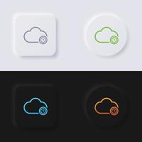 icône de nuage avec symbole d'horloge, bouton de neumorphisme multicolore conception d'interface utilisateur souple pour la conception Web, interface utilisateur d'application et plus encore, jeu d'icônes, bouton, vecteur. vecteur