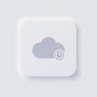 icône de nuage avec symbole d'horloge, conception d'interface utilisateur douce de neumorphisme blanc pour la conception Web, interface utilisateur d'application et plus encore, bouton, vecteur. vecteur