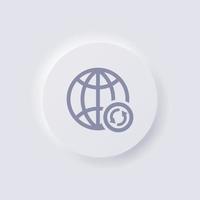 icône de globe avec symbole de flèche de rotation circulaire, conception d'interface utilisateur douce de neumorphisme blanc pour la conception Web, interface utilisateur d'application et plus encore, bouton, vecteur. vecteur