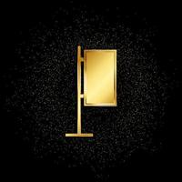 icône d'or de panneau d'affichage de rue. illustration vectorielle de fond de particules dorées. icône de vecteur d'or