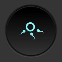 icône de bouton rond, sperme. bannière de bouton rond, interface de badge pour l'illustration de l'application sur fond sombre vecteur