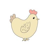 poule de vecteur avec art de dessin animé de poulet