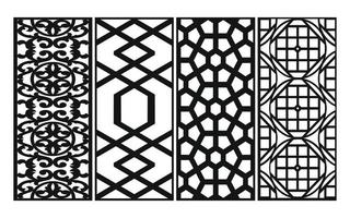 motifs noirs sur fond blanc, vecteurs islamiques avec panneaux floraux pour découpe laser cnc vecteur