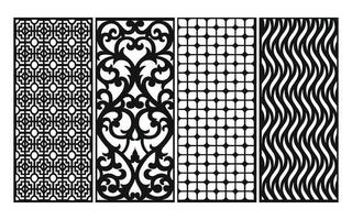 motifs noirs sur fond blanc, vecteurs islamiques avec panneaux floraux pour découpe laser cnc vecteur