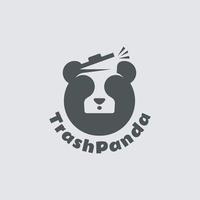 illustration de panda poubelle simple et moderne pour la création de logo vecteur