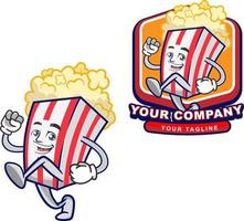 modèle de logo de mascotte de pop-corn vecteur