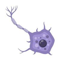 cellule neuronale bleue. l'activité cérébrale et les dendrites. membrane et le noyau. illustration de dessin animé scientifique. microbiologie et esprit vecteur