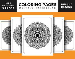 page de coloriage de motif floral de mandala pour adultes relaxation, pages de coloriage fond de mandala, pages de coloriage de mandala noir et blanc, mandala dessiné à la main motif d'art en ligne décrit pro vecteur