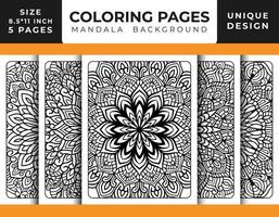 page de coloriage de motif floral de mandala pour adultes relaxation, pages de coloriage fond de mandala, pages de coloriage de mandala noir et blanc, mandala dessiné à la main motif d'art en ligne décrit pro vecteur