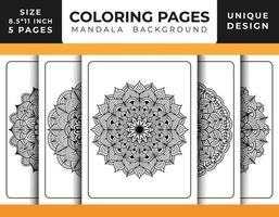 page de coloriage de motif floral de mandala pour adultes relaxation, pages de coloriage fond de mandala, pages de coloriage de mandala noir et blanc, mandala dessiné à la main motif d'art en ligne décrit pro vecteur