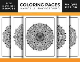 page de coloriage de motif floral de mandala pour adultes relaxation, pages de coloriage fond de mandala, pages de coloriage de mandala noir et blanc, mandala dessiné à la main motif d'art en ligne décrit pro vecteur