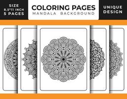 page de coloriage de motif floral de mandala pour adultes relaxation, pages de coloriage fond de mandala, pages de coloriage de mandala noir et blanc, mandala dessiné à la main motif d'art en ligne décrit pro vecteur