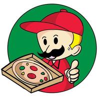la conception de dessin animé de pizza de livraison de l'homme pour le concept de nourriture vecteur