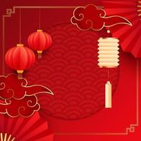 festivals du nouvel an chinois avec plein d'éléments asiatiques en arrière-plan. vecteur