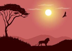 vecteur de la faune africaine avec silhouette rose