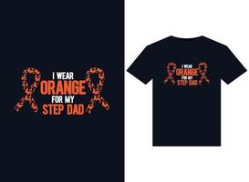 Je porte des illustrations orange pour mon beau-père pour la conception de t-shirts prêts à imprimer vecteur
