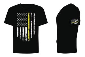 conception de t shirt mince ligne jaune jour patriotique vecteur