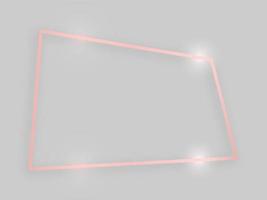 cadre brillant avec des effets lumineux. cadre quadrangulaire en or rose avec ombre sur fond gris. illustration vectorielle