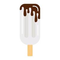 illustration vectorielle de crème glacée au chocolat. crème glacée crémeuse sur un bâton en bois vecteur
