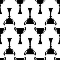 modèle sans couture de coupe trophée gagnant. texture de silhouette simple noire. prix du championnat pour la première place. illustration vectorielle. vecteur