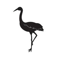 grue japonaise commune oiseau vecteur icône illustration de silhouette animale isolée sur fond blanc. dessin simple de nature animale de zoo plat avec un style d'art de dessin animé.