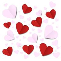 saint valentin rose rose et rouge dégradé coeurs ensemble isolé sur fond blanc. illustration vectorielle. symbole d'amour pastel origami papier. icônes valentin, modèle d'en-tête de concept, place pour le texte vecteur