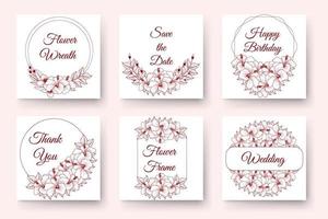 conception de guirlande de fleurs dessinées à la main avec des éléments floraux pour carte d'invitation de mariage anniversaire nouvel an vecteur