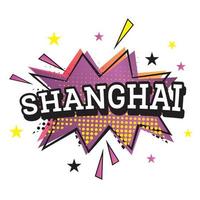 texte comique de shanghai dans un style pop art. vecteur