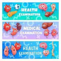 examen médical de santé, organes drôles de dessin animé vecteur