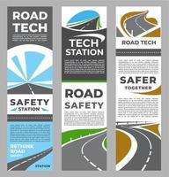 sécurité routière, bannière verticale de l'industrie des technologies routières vecteur