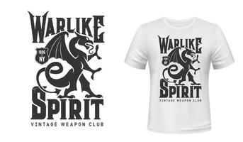 t-shirt vintage weapon club imprimé, dragon vecteur