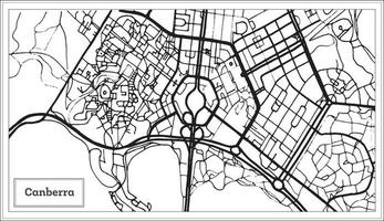 plan de la ville de canberra australie en noir et blanc. vecteur