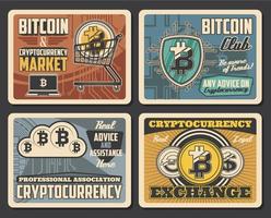 club minier bitcoin, affiches du marché de la crypto-monnaie vecteur