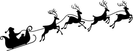 père noël avec des cerfs. illustration de la silhouette. vecteur