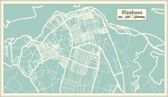 kinshasa république démocratique du plan de la ville du congo dans un style rétro. carte muette. vecteur