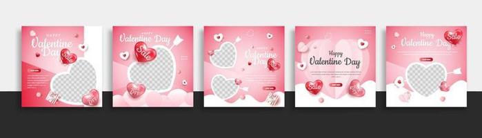 ensemble de bannière web de modèle de publication sur les médias sociaux de vente de la saint-valentin pour les promotions de votre produit. vecteur