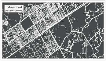 plan de la ville d'islamabad au pakistan dans un style rétro. carte muette. vecteur