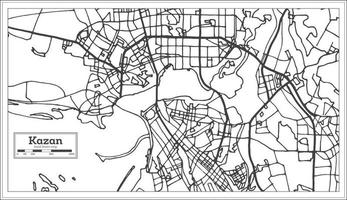 plan de la ville de kazan en russie dans un style rétro. carte muette. vecteur