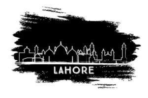 silhouette d'horizon de la ville de lahore au pakistan. croquis dessiné à la main. vecteur