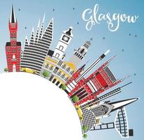 glasgow ecosse toits de la ville avec des bâtiments de couleur, ciel bleu et espace de copie. vecteur