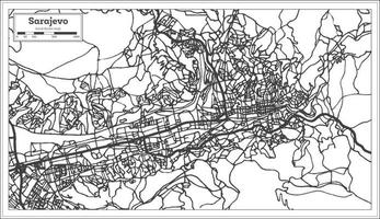 carte de la ville de sarajevo bosnie-herzégovine dans un style rétro. carte muette. vecteur