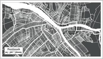 plan de la ville de pontianak indonésie dans un style rétro. carte muette. vecteur