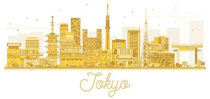 tokyo japon city skyline silhouette dorée. vecteur